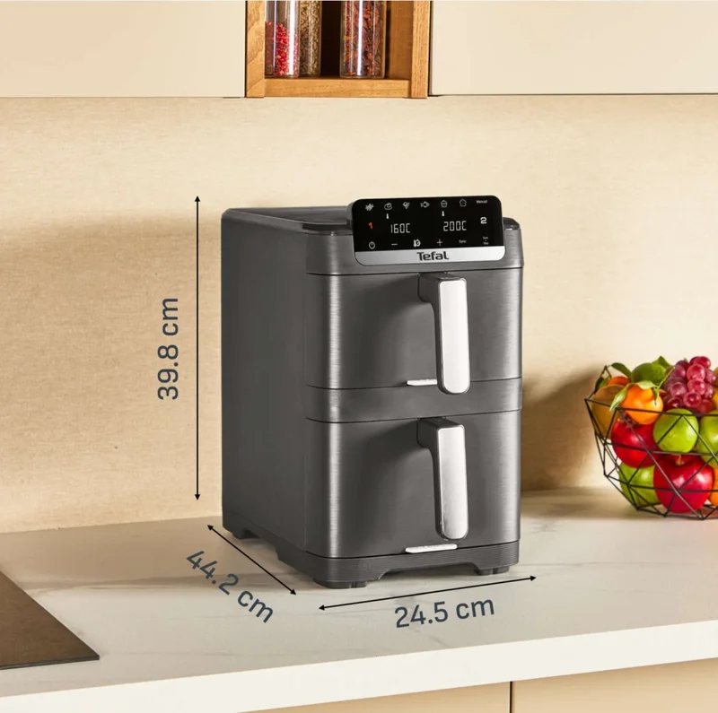 Уред за здравословно готвене Tefal EY7568E0 Crispy Stack Genius+ аксесоари, 10 л, 2700 W, черен