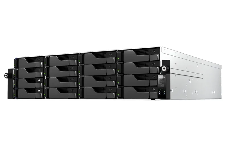 Asustor AS7216RDX, 3U 16-bay NAS, AMD Ryze 7 Pro 7745 Octa-Core 3.8GHz (up to 5.3GHz), 16GB ECC DDR5-4800 UDIMM (Max. 192GB), 12x SATA3 6Gb/s; 3.5"/2.5" HDD/SSD,1x M.2 NVMe slot (PCIe Gen5 x4), 2x GLAN 2x 10GLAN (10G/1G), Redundant 550W, Rail Kit, Black