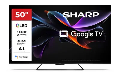 Sharp 50HR7265E, 50" QLED  GOOGLE TV, 4K 144Hz Quantum Dot 3840x2160 Frameless, AQUOS AI, DVB-T/T2/C/S/S2, Active Motion 1400, HDR10, Dolby Atmos, Dolby Vision, DTS:X, Google Assistant, HDMI eARC, Mini Composite/CVBS + Audio input, USB, Wi-Fi, Bluetooth,
