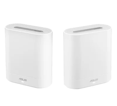 Asus Business Mesh WiFi system, ExpertWiFi EBM68 2PK, AX7800, Tri-Band, Quad-Core 1.7GHz CPU, 256MB/1GB Flash/RAM, 2.5G port, OFDMA, Beamforming, 8 SSIDs, customize guest portal, Commercial-Grade Network Security & VPN, wall mounting,White