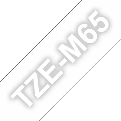 Brother TZe-M65 Matt Laminated Labelling Tape Cassette – White On Clear, 36mm wide