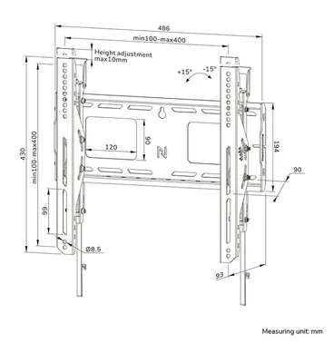 Стойка за стена Neomounts Level-750, 32-75", до 100 кг, накланяща се, заключваща се