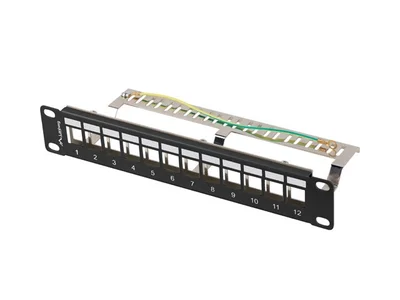 Пач панел LANBERG, 12 порта, 1U, 10", FTP, за Keystone модули, черен, v2