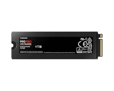 Samsung SSD 990 PRO 1TB Heatsink PCIe 4.0 NVMe 2.0 M.2 V-NAND 3-bit MLC, 256-bit Encryption, Read 7450 MB/s Write 6900 MB/s