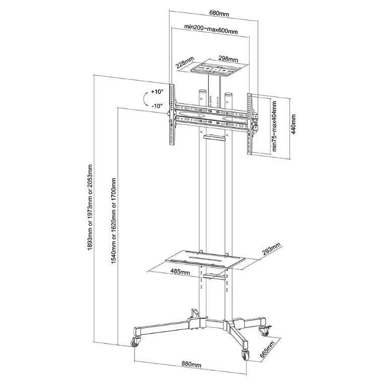 Neomounts Mobile Flat Screen Floor Stand (height: 155-170 cm)