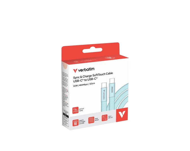 Verbatim Sync & Charge SoftTouch USB-C to C cable 60W 120 cm - Blue