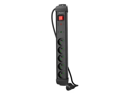Разклонител с защита Lanberg SP1 5M, 5 френски гнезда, черен