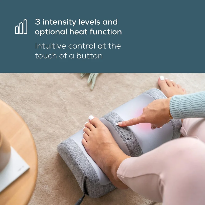 Beurer FM 42 Foot and calf massager; 2-in-1: Foot and calf massager; Soothing Shiatsu foot massage; Optional heat function; up to EU shoe size 48; 3 intensity levels