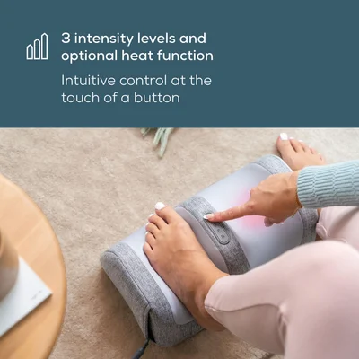 Beurer FM 42 Foot and calf massager; 2-in-1: Foot and calf massager; Soothing Shiatsu foot massage; Optional heat function; up to EU shoe size 48; 3 intensity levels