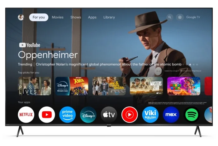 Sharp 65HP5265E, 65" QLED Google TV, 4K Ultra HD 3840x2160 Frameless, 1 000 000:1, AQUOS, DVB-T/T2/C/S/S2, Active Motion 1000, HDR10, Dolby Atmos, Dolby Vision, Google Assistant, Google Cast, HDMI 2.1 with eARC, 3.5mm Headphone jack / line-out, USB, Wi