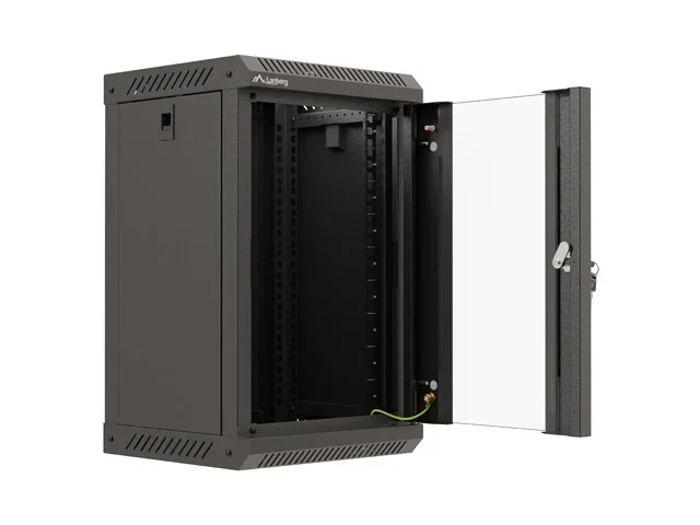 Lanberg rack cabinet 10" wall-mount 9U/300x300 (flat pack) with glass door black