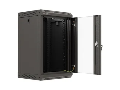 Lanberg rack cabinet 10" wall-mount 9U/300x300 (flat pack) with glass door black