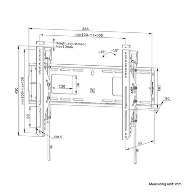 Neomounts Level-750 Heavy duty wall mount 42-86", max 125kg, tilt, lockable