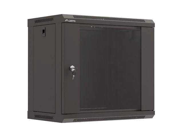 Lanberg rack cabinet 19" wall-mount 9U/540x350 (flat pack) with glass door black