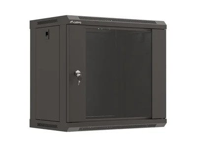 Lanberg rack cabinet 19" wall-mount 9U/540x350 (flat pack) with glass door black