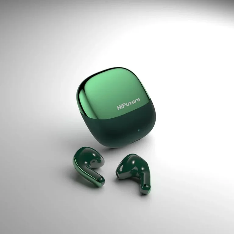True Wireless слушалки HiFuture ChromeBuds Green, 4 микрофона ENC, IPX5, Wireless 5.4, до 30 ч батерия, метален кейс