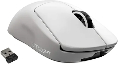 Logitech G Pro X Superlight Wireless Mouse, Lightspeed Wireless 1ms, HERO 25K DPI Sensor, 400 IPS, Onboard Memory, >63g, White
