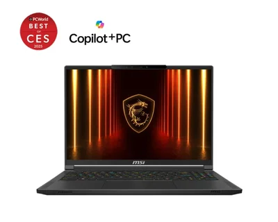 MSI Stealth A16 AI+ A3XWHG, NVIDIA GeForce RTX 5070 Ti 12GB GDDR7 992 AI TOPS, AMD Ryzen AI 9 HX 370 (12C, 24T, Up to 5.1 GHz 24MB L3), 16" 16:10 QHD+(2560x1600) OLED, 240hz, 1ms, 32GB DDR5 LPDDR5x-7500, 2TB  PCIe Gen4x4 SSD, Wi-Fi 7, Windows 11 Home