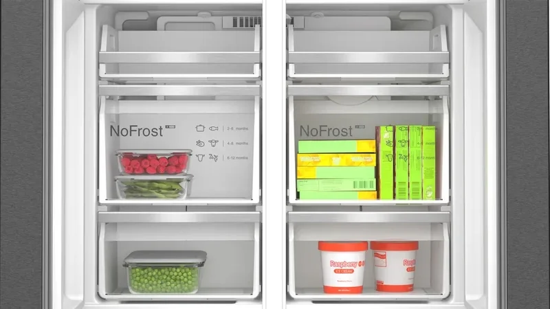 Bosch KFI96AXEA, SER6, Multi-door fridge-freezer, NoFrost, E, 183/91/73, 574l(375+199), 39dB(C), IC, 1 VitaFresh 0° XXL drawer - fish and meat, 1 Vitafresh drawer with humidity control, Quick Ice&water dispencer with tank, freezer light, HC, Black inox