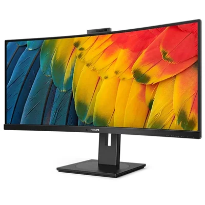 Philips 34B1U5600CH, 34" Curved 1500R, VA, WLED, 3440x1440@120Hz, 4ms GtG, 350cd m/2, 3000:1, 50m:1 DCR, Adaptive Sync, FlickerFree, Low Blue Mode, 5Wx2, Webcam 5MP, Tilt, Height Adjust, Swivel, HDMI, DP, USB hub, KVM, RJ45