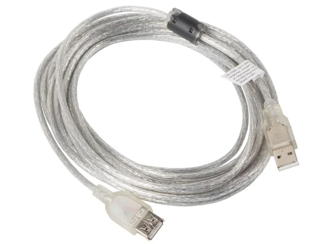 USB удължителен кабел Lanberg USB 2.0 AM-AF 5m прозрачен ферит