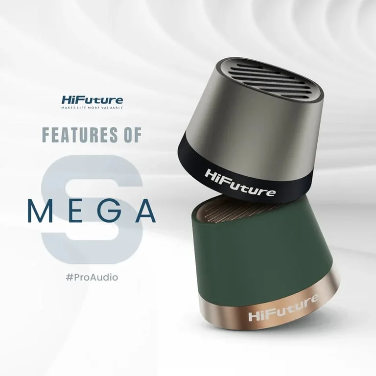 Тонколона HiFuture Mega S Silver Grey, Bluetooth 5.4, MagSafe, 5W, до 10 часа работа, IPX4, TWS, поставка за телефон, безжично зареждане