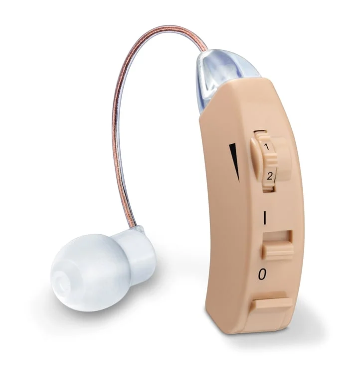 Слухов апарат Beurer HA 50, честотен обхват 100 - 6000 Hz, усилване до 40 dB, максимална сила на звука 128 dB