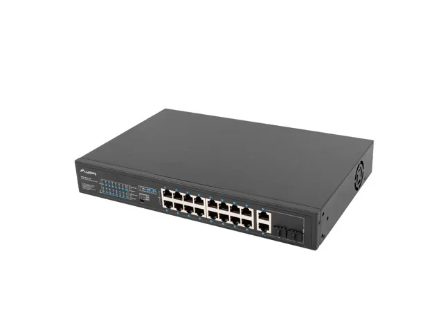 Суич Lanberg 16x 100Base-T PoE+/2x SFP Rack 19" unmanaged, 250W