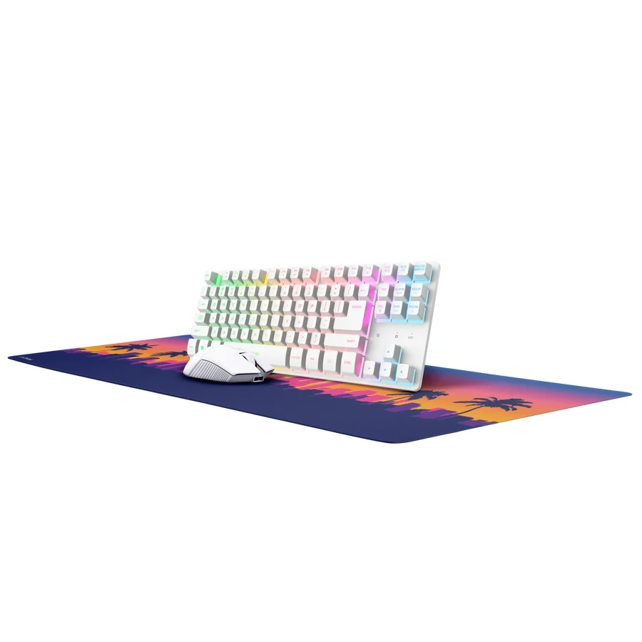 Геймърски комплект TRUST GXT882 Miami 3-в-1, бял, безжичен (Keyboard & Mouse & Mousepad)