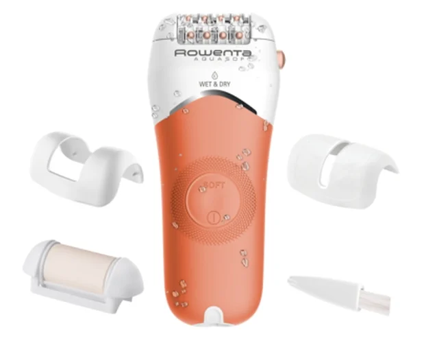 Rowenta EP4920F0, Wet & Dry Aquasoft, 3 in 1 epilator/ shaver/ trimmer, advanced epilation technology, 24 hygenic stainless steel tweezers & 0.8mm tweezers opening, hair guiding system, 31mm head, soft touch body, removable head, cordless use, 40min auto