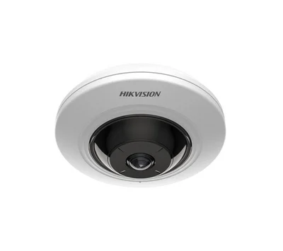 HikVision 5MP Fixed Fisheye Network Camera, 1.05 mm, F2.25, 180° fisheye view, IR up to 8 m, H.265+, 120 dB WDR, built-in microphone, built-in memory card slot (up to 256 GB), 12Vdc/PoE 7.5W