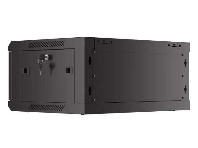 Lanberg rack cabinet 19" wall-mount 4U/600x450 with perforated door black (flat pack)