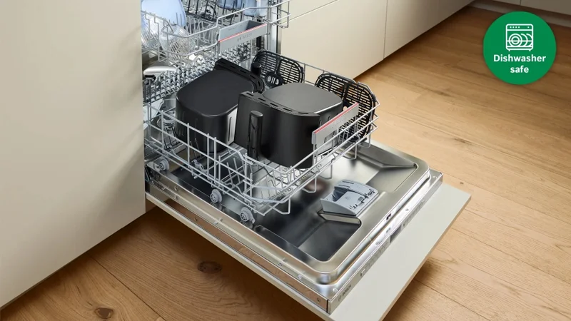 Фритюрник с горещ въздух Bosch – MAFD440B7, Double Flex Drawer, 9L (2x4.5L), 2500W, 40-230°C, тъч контрол, черен