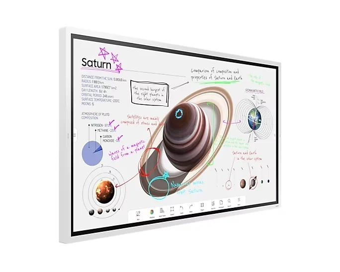 Интерактивен дисплей Samsung Flip PRO WM65B 65" 4K UHD VA, 20 точки на докосване, Wi-Fi, Tizen 6.5, Бял