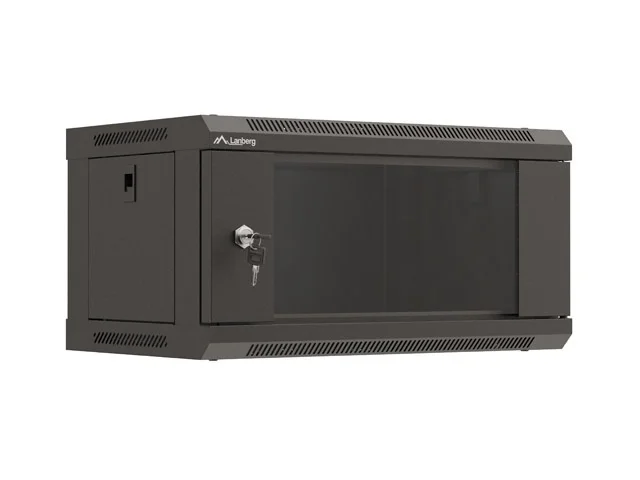 Lanberg rack cabinet 19" wall-mount 4U/540x350 (flat pack) with glass door black