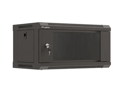 Lanberg rack cabinet 19" wall-mount 4U/540x350 (flat pack) with glass door black