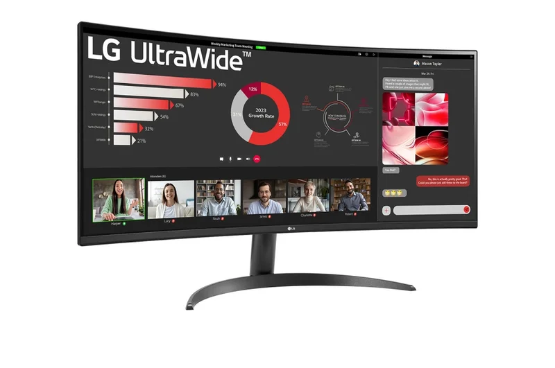 LG 34WR50QK-B, 34" UltraWide Curved, AG, VA, 5ms, 1ms MBR, 3000:1, 300 cd/m2, 21:9, WQHD 3440x1440, HDR 10, sRGB 99%, FreeSync, 100 Hz, HDMI, DisplayPort, Tilt, Reader Mode, PBP, Headphone Out, Black