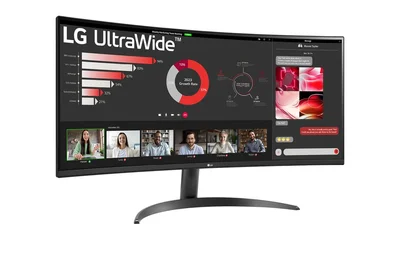 LG 34WR50QK-B, 34" UltraWide Curved, AG, VA, 5ms, 1ms MBR, 3000:1, 300 cd/m2, 21:9, WQHD 3440x1440, HDR 10, sRGB 99%, FreeSync, 100 Hz, HDMI, DisplayPort, Tilt, Reader Mode, PBP, Headphone Out, Black