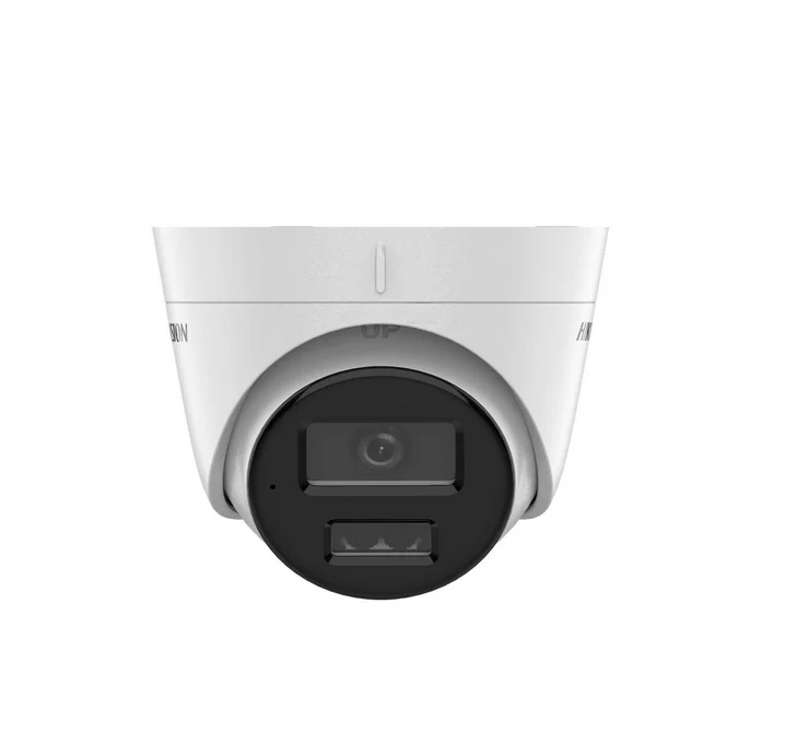 Камера за видеонаблюдение Hikvision 4 MP Smart Hybrid Light Turret, 2.8mm, IR и бяло осветление до 30м, 120 dB WDR, H.265+, IP67, вграден микрофон, слот за microSDXC (512GB), 12VDC/PoE 6.5W