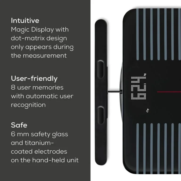Електронен кантар Beurer BF 990, диагностичен, Wi-Fi/Bluetooth, 8 електрода, 180 kg, черен