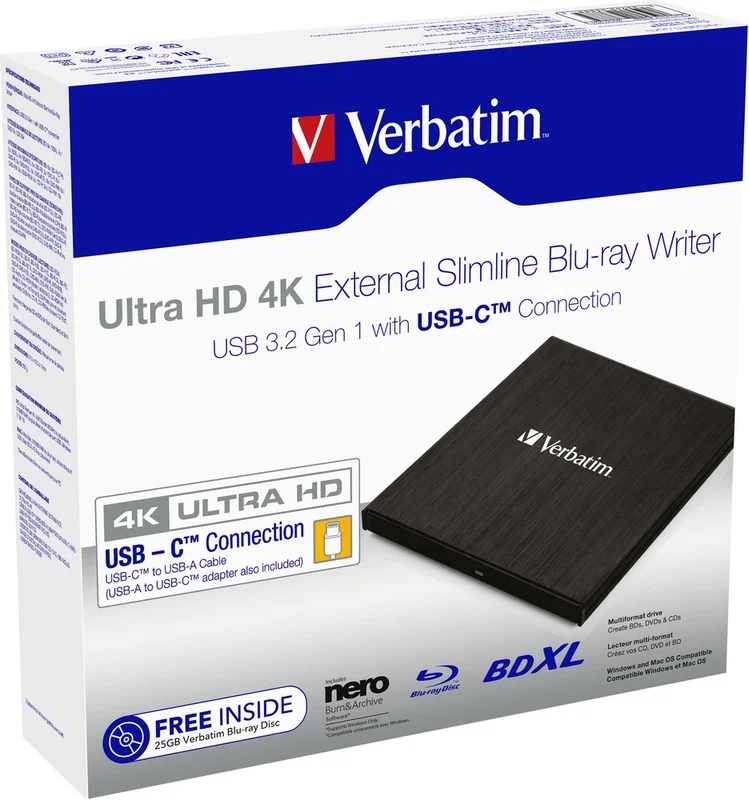 Verbatim Ultra HD 4K Blu-ray Writer USB-C