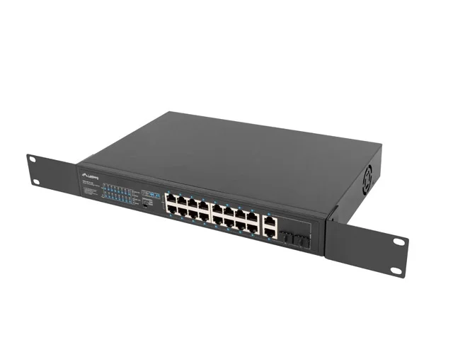Суич Lanberg 16x 100Base-T PoE+/2x SFP Rack 19" unmanaged, 250W
