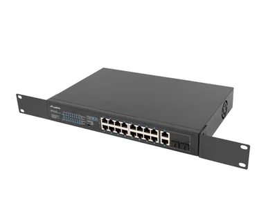 Суич Lanberg 16x 100Base-T PoE+/2x SFP Rack 19" unmanaged, 250W