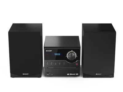 Sharp Audio Systems XL-B517D(BK), HI-FI MICRO SYSTEM, 45W total max power output, DAB+ and FM tuner with RDS, Bluetooth v5.0, CD player, USB playback, 3.5mm Aux-in / line-in, Headphone jack, wooden speaker, Black