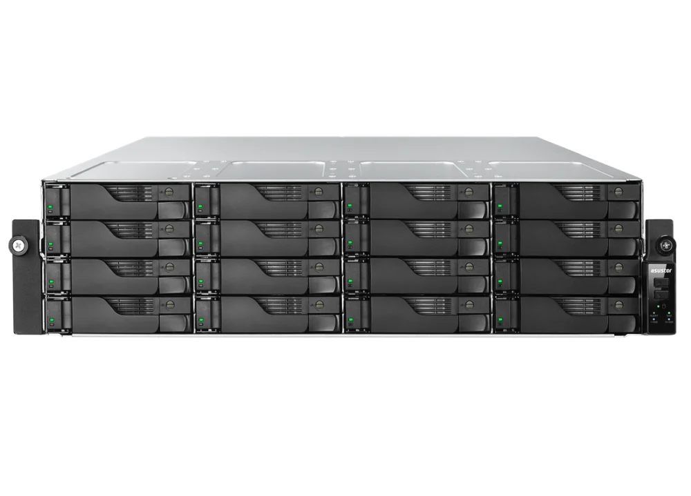 Asustor AS7216RDX, 3U 16-bay NAS, AMD Ryze 7 Pro 7745 Octa-Core 3.8GHz (up to 5.3GHz), 16GB ECC DDR5-4800 UDIMM (Max. 192GB), 12x SATA3 6Gb/s; 3.5"/2.5" HDD/SSD,1x M.2 NVMe slot (PCIe Gen5 x4), 2x GLAN 2x 10GLAN (10G/1G), Redundant 550W, Rail Kit, Black