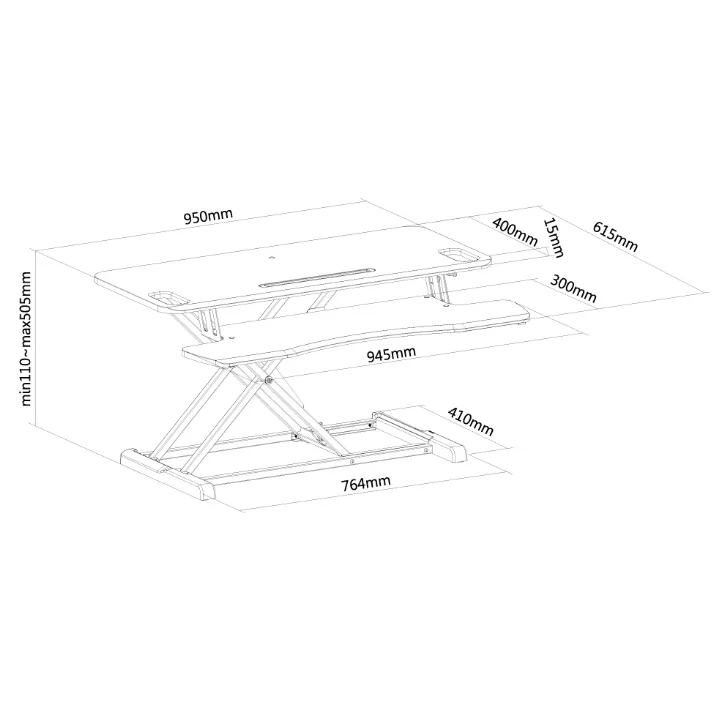 Neomounts Workstation - sit-stand workplace (height adjustment: 11-51 cm)