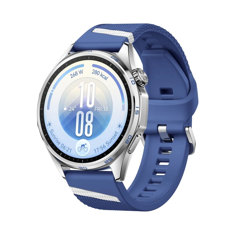 Смарт часовник HUAWEI – Watch GT 7 Atum-B39FC, 1.47" дисплей, HarmonyOS 6.1, синя и бяла флуороеластомерна каишка + слушалки FreeBuds SE 4 ANC, бели