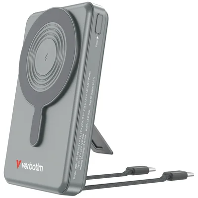 Verbatim Power Bank Magnetic Wireless 10.000 mAh C+C Display Grey
