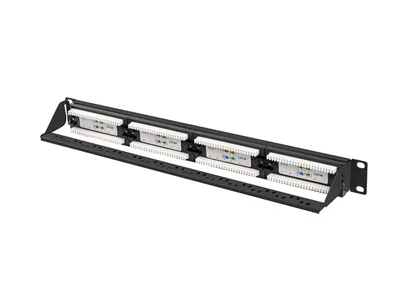 Пач панел Lanberg 24 порта 1U 19" Cat. 6a UTP черен