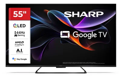 Sharp 55HR7265E, 55" QLED  GOOGLE TV, 4K 144Hz Quantum Dot 3840x2160 Frameless, AQUOS AI, DVB-T/T2/C/S/S2, Active Motion 1400, HDR10, Dolby Atmos, Dolby Vision, DTS:X, Google Assistant, HDMI eARC, Mini Composite/CVBS + Audio input, USB, Wi-Fi, Bluetooth